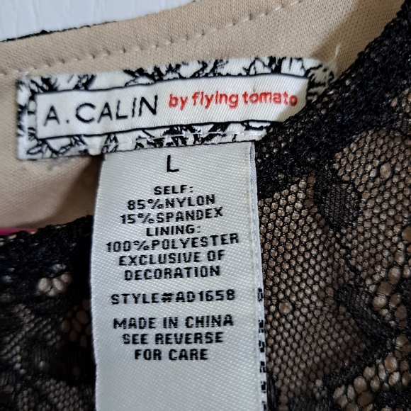 A. Calin By Flying Tomato Floral Lace Long Sleeve Shift Mini Dress Womens L - Picture 3 of 4